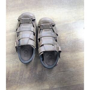 Earth Spirit Sandals Mens sz 8 Fisherman Brown Leather Closed Toe Gelron Cushion